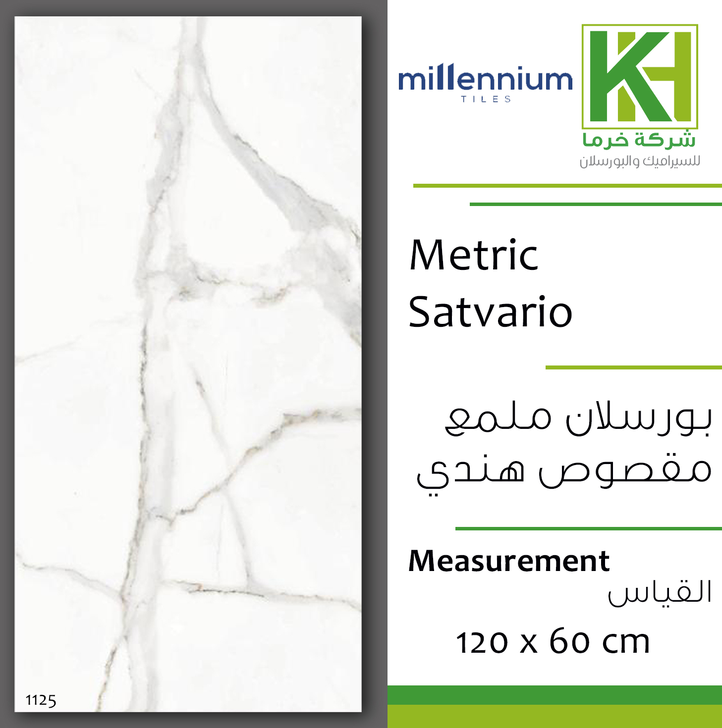 Picture of Indian glossy porcelain tile 60x120 cm Metric Satvario